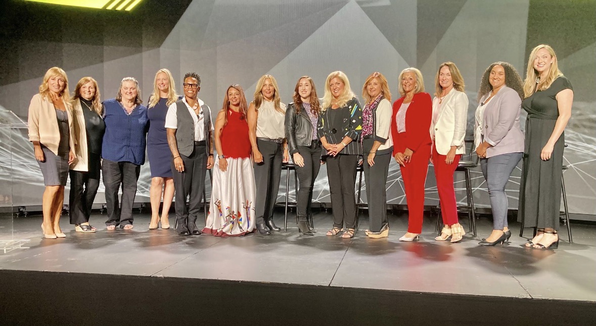 The women of the film lined up on stage