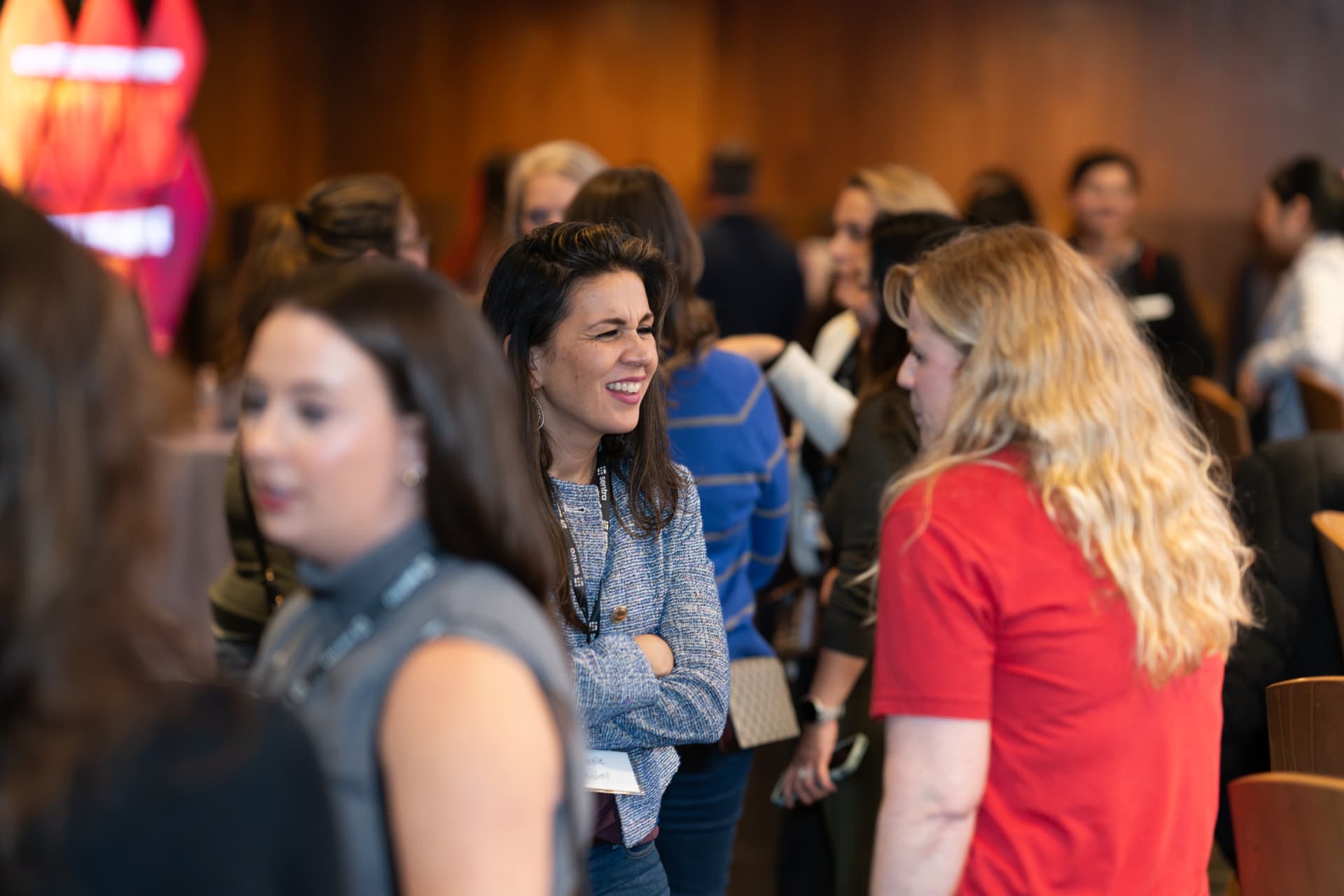 Guests chat before a screening