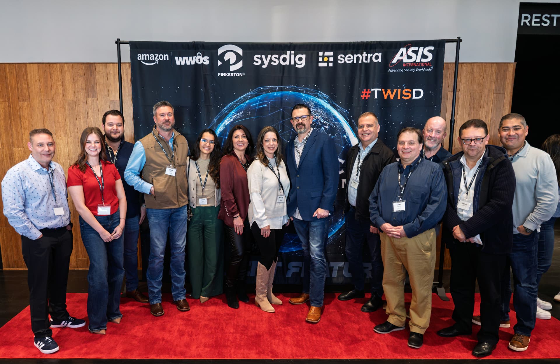 The Pinkerton team on the red carpet, with Melissa Mack in the center